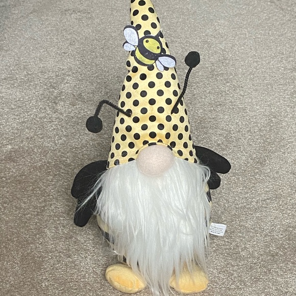 Bee Gnomes Figurines Plush 14" High Set of 2 Yellow with Antennae Wings Beard - Picture 2 of 9